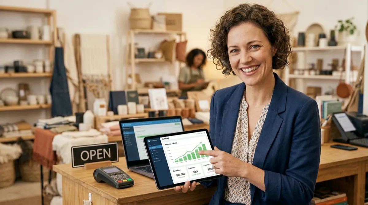 Small business owner feeling confident about their finances
